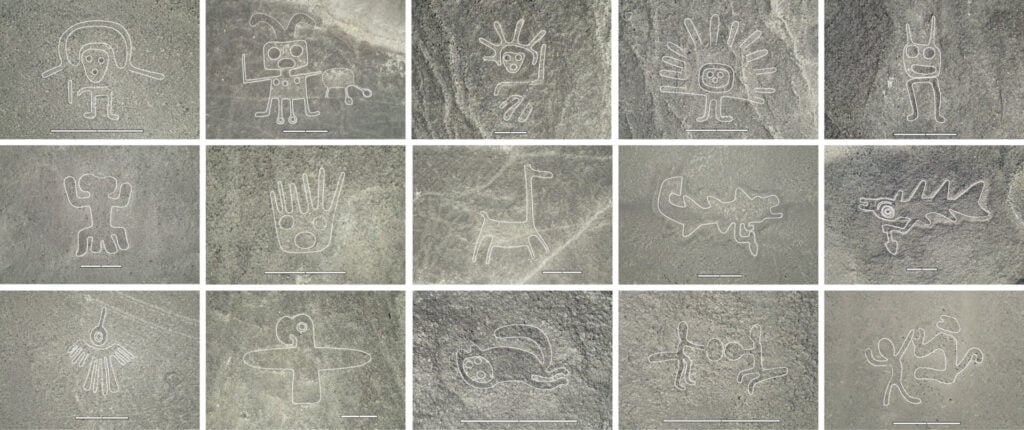 15 of the 303 newly discovered Nazca Line geoglyphs.