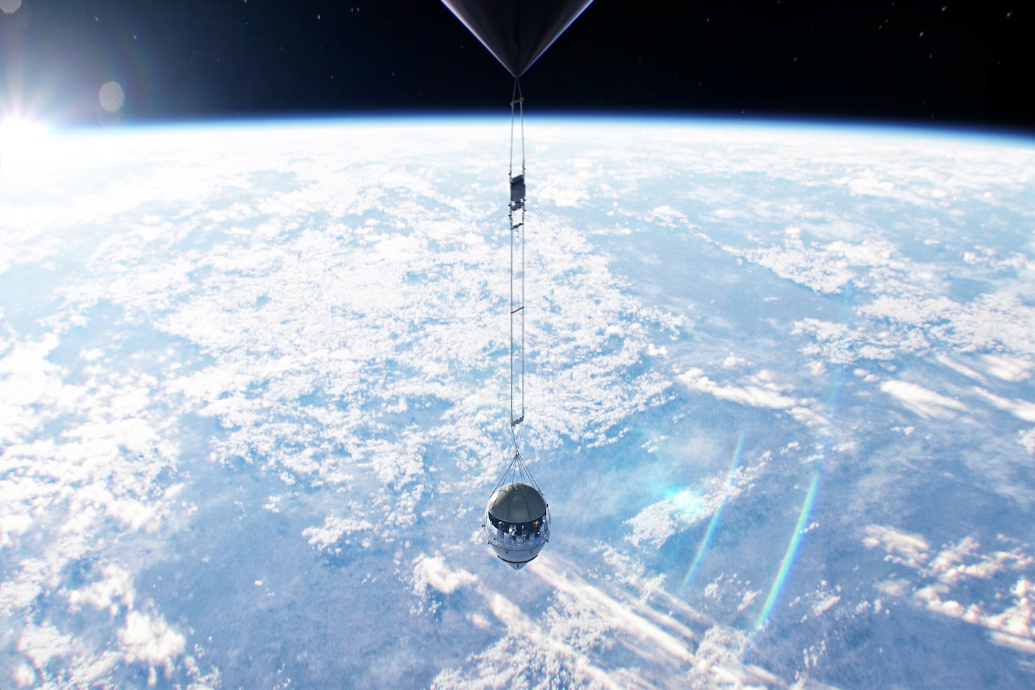 Artist's rendition of Space Perspective's Neptune balloon over Earth