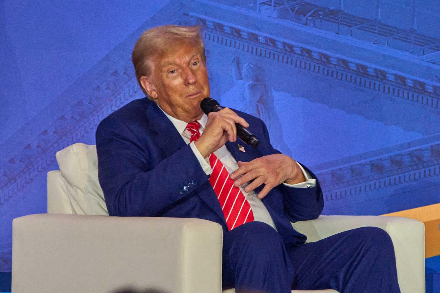 Donald Trump speaks at the 2024 Mom's for Liberty National Summit in Washington D.C., Friday, August 30, 2024.